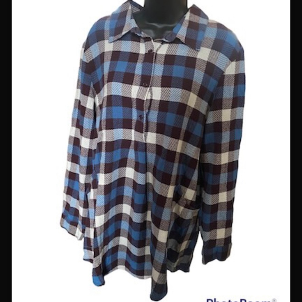 Tunic button down plaid top